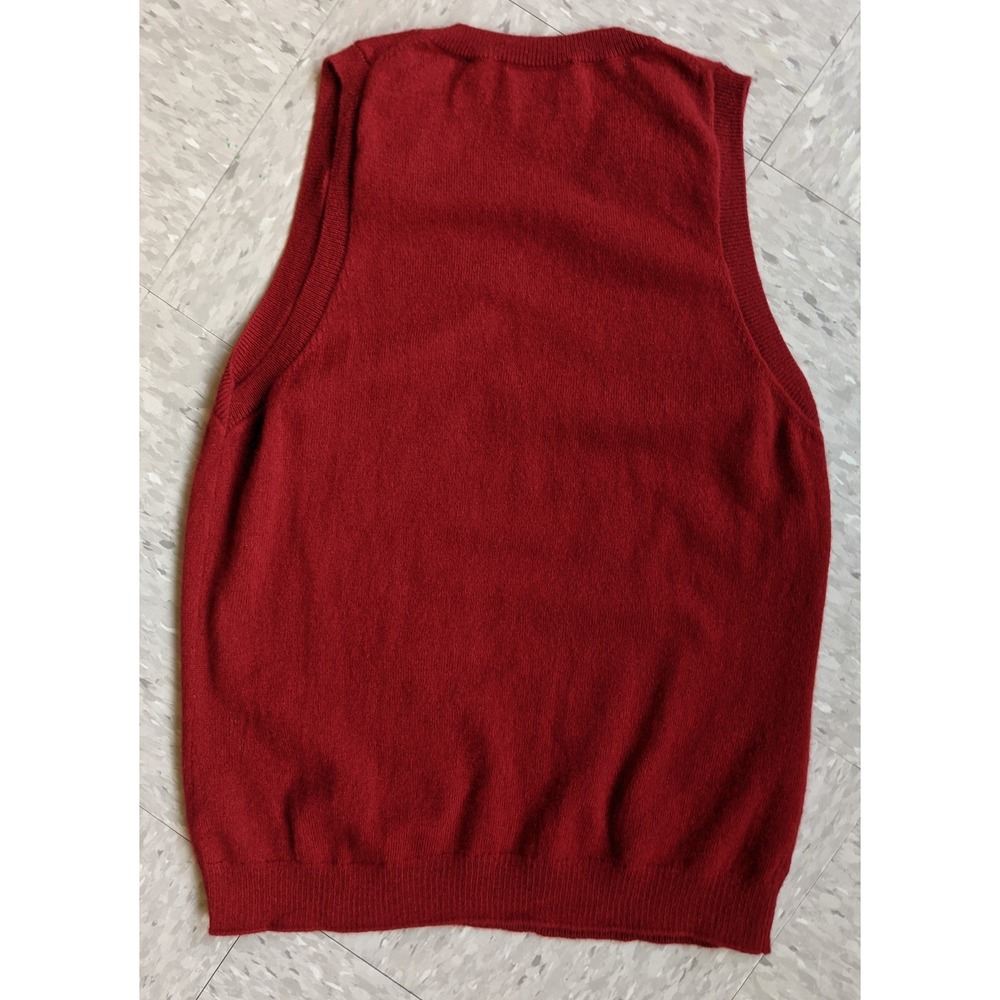 Reformation Cashmere V-Neck Sweater Vest Red Size Medium Ribbed Knit Trim - Picture 2 of 7